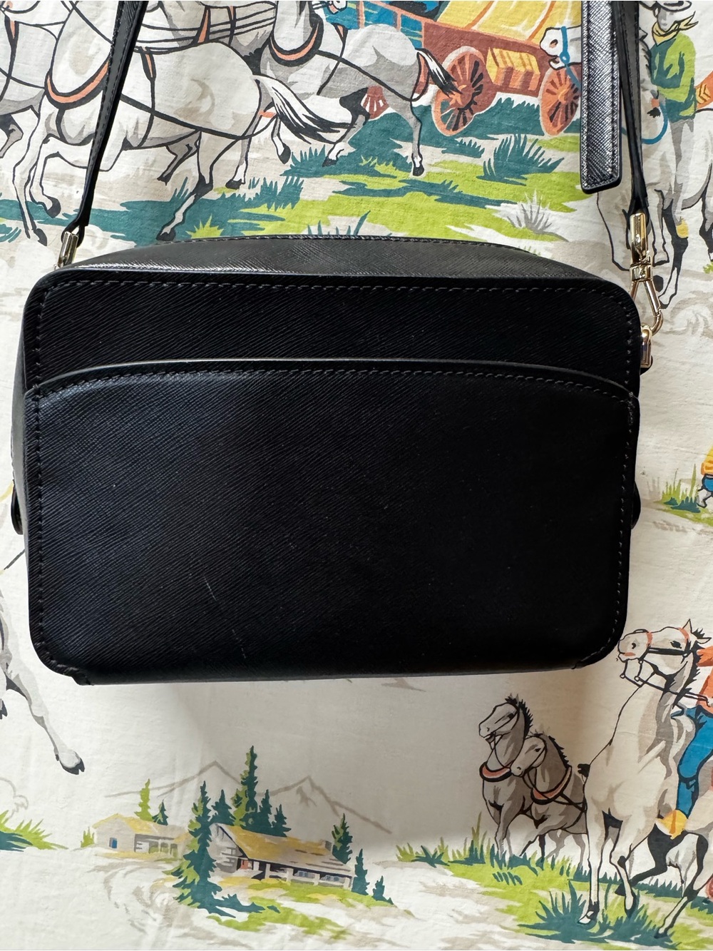 kate spade black leather crossbody with gold logo - Picture 4 of 8